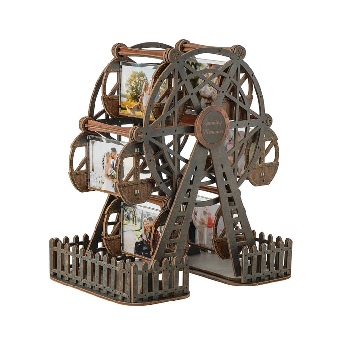Personalized Ferris Wheel Photo Frame – Deep Graphite Rotating Picture Frame, Modern Couple Gift for Anniversary & Valentine’s Day