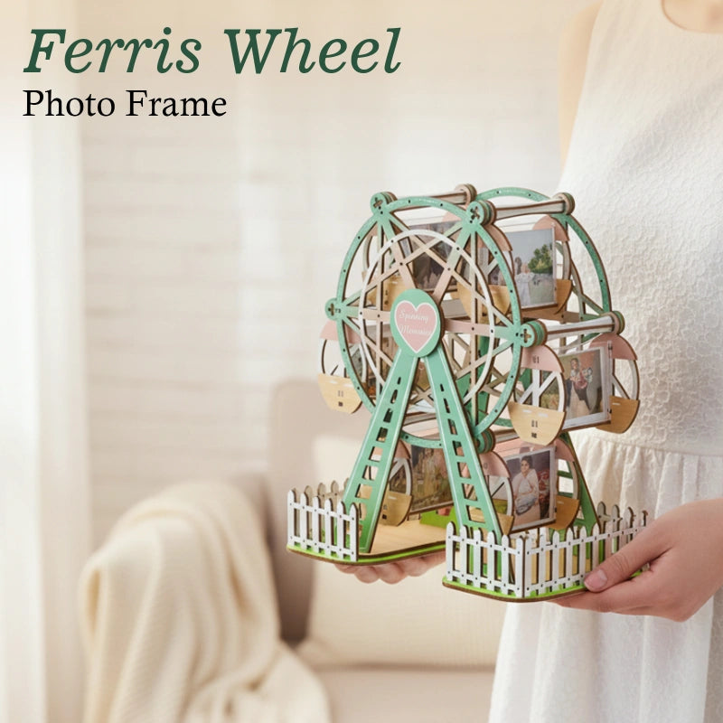 Personalized Ferris Wheel Photo Frame – Mint Green Rotating Picture Frame, Fresh Couple Gift for Anniversary & Valentine’s Day