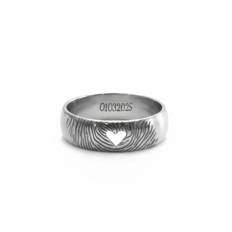 Personalized Fingerprint Heart Ring