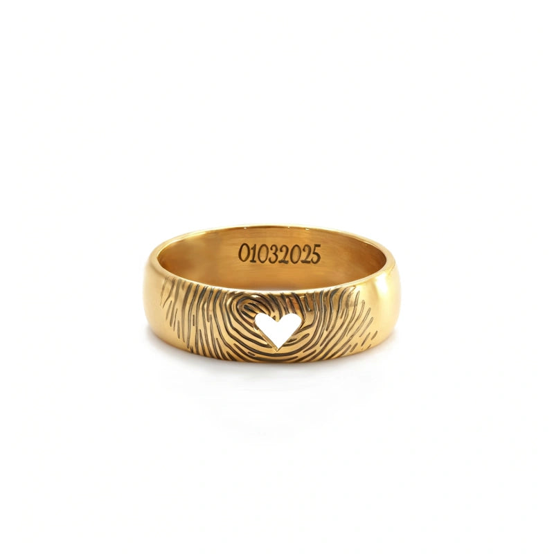 Personalized Fingerprint Heart Ring