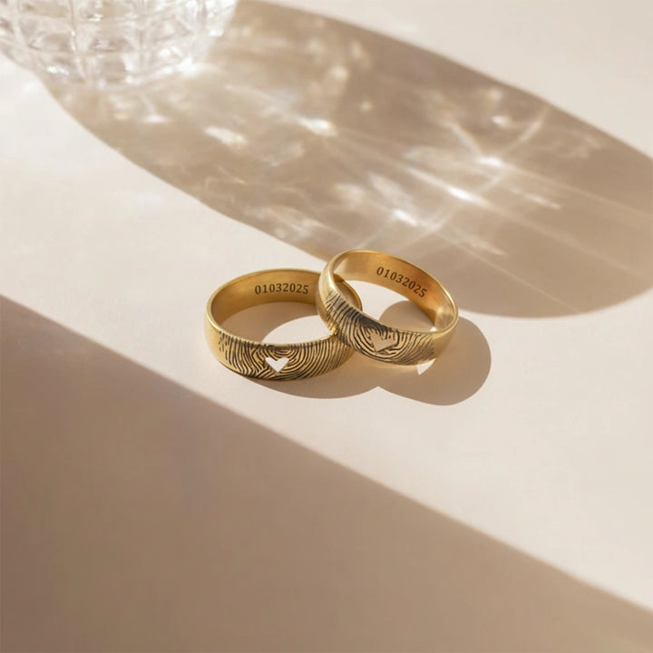 Personalized Fingerprint Heart Ring