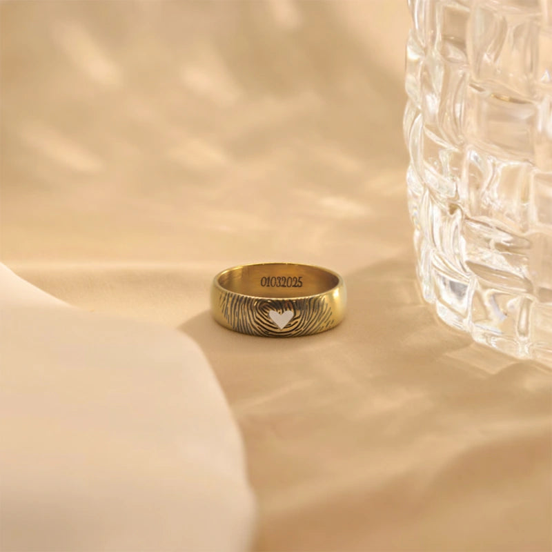 Personalized Fingerprint Heart Ring