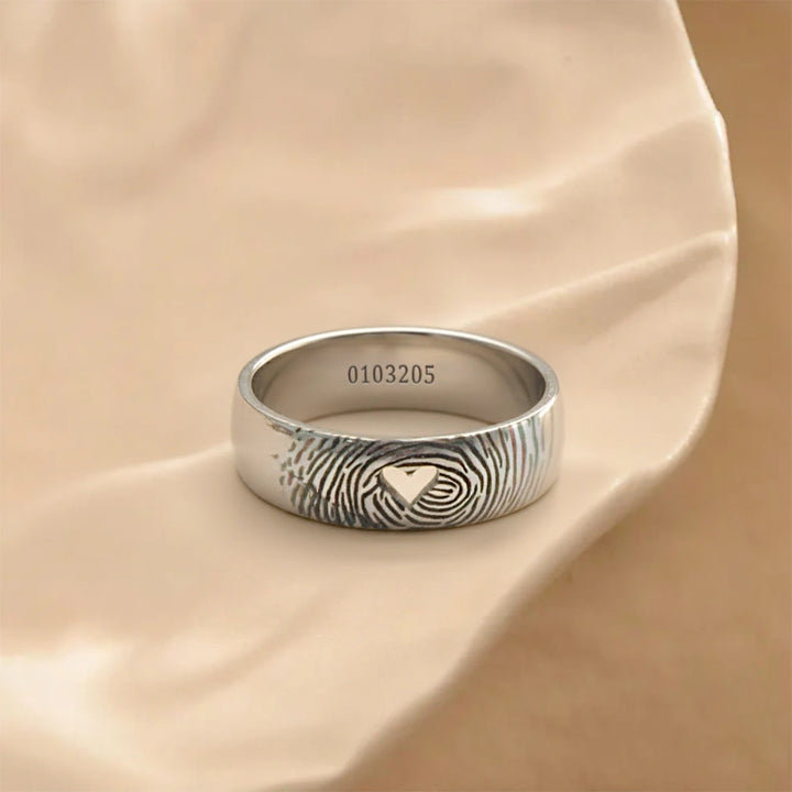 Personalized Fingerprint Heart Ring