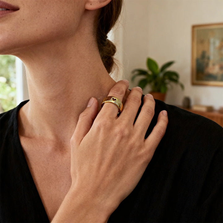 Personalized Fingerprint Heart Ring