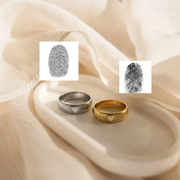 Personalized Fingerprint Heart Ring