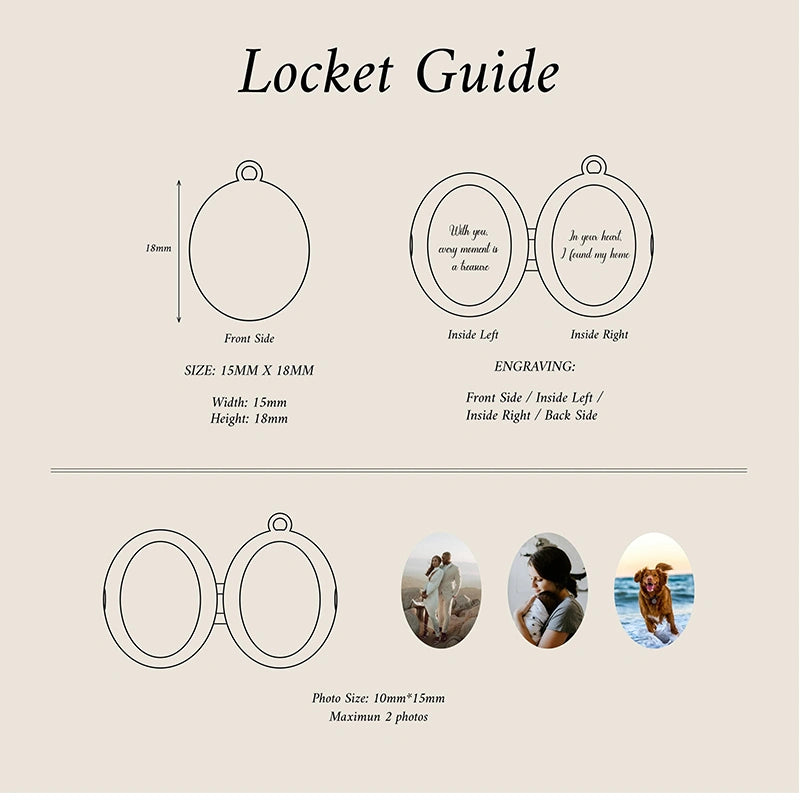 Personalized Gold Photo Locket Necklace – Custom Engraved Oval Picture Pendant | Memorial Gift for Mom, Anniversary Gift for Her