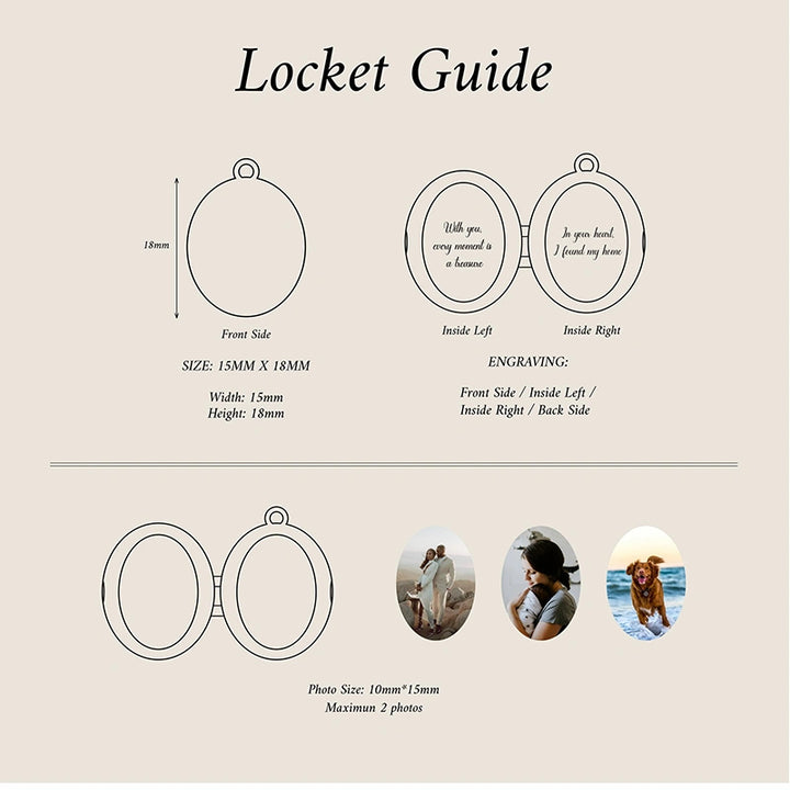 Personalized Gold Photo Locket Necklace – Custom Engraved Oval Picture Pendant | Memorial Gift for Mom, Anniversary Gift for Her