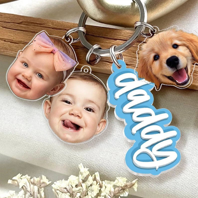 Personalized Grandma Photo Keychain with Kids Faces – Custom Nana Gift from Grandkids | Mother’s Day Keychain for Grandma