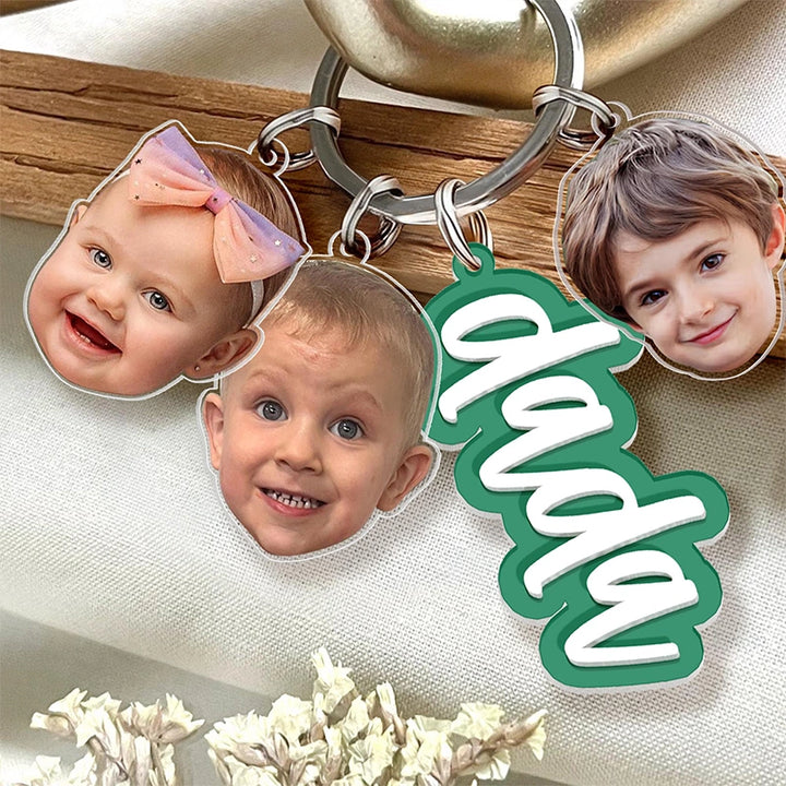 Personalized Grandma Photo Keychain with Kids Faces – Custom Nana Gift from Grandkids | Mother’s Day Keychain for Grandma