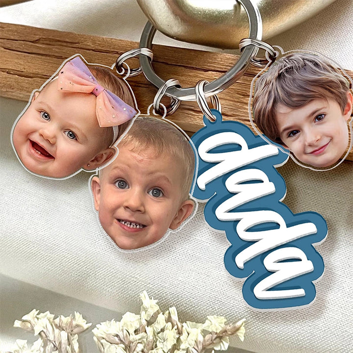 Personalized Grandma Photo Keychain with Kids Faces – Custom Nana Gift from Grandkids | Mother’s Day Keychain for Grandma