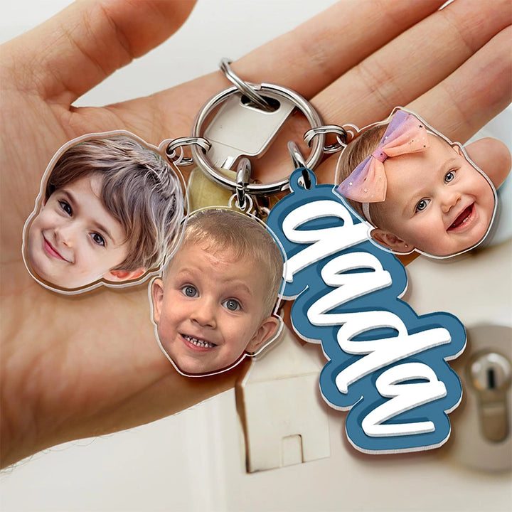 Personalized Grandma Photo Keychain with Kids Faces – Custom Nana Gift from Grandkids | Mother’s Day Keychain for Grandma
