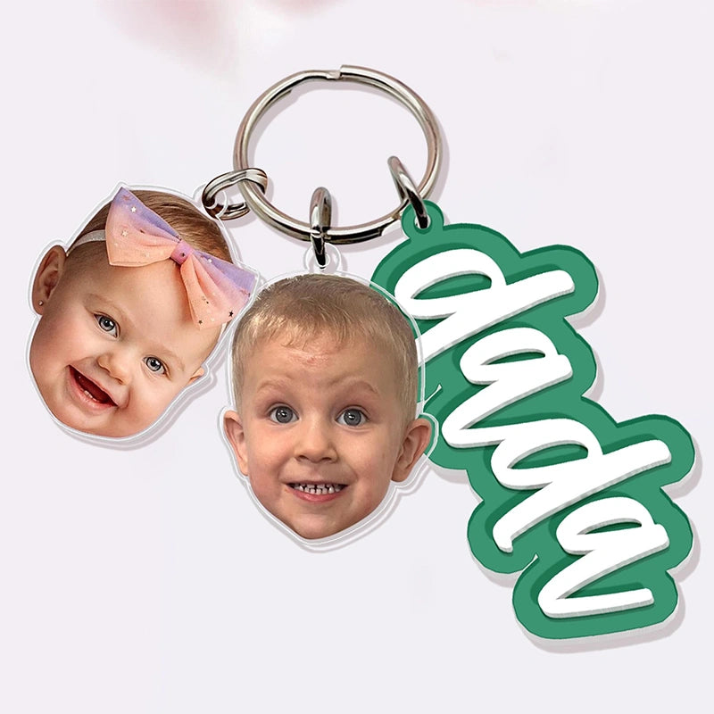 Personalized Grandma Photo Keychain with Kids Faces – Custom Nana Gift from Grandkids | Mother’s Day Keychain for Grandma