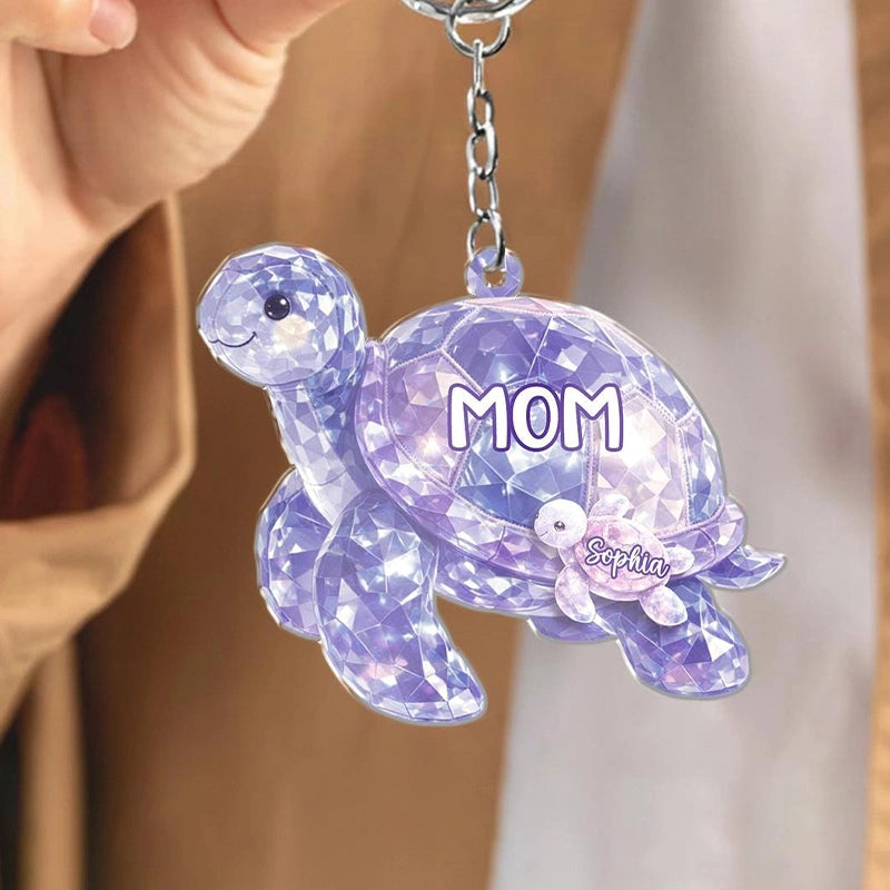 Personalized Grandma Turtle Keychain – Custom Grandkids Names Acrylic Keepsake | Mother’s Day Gift for Grandma