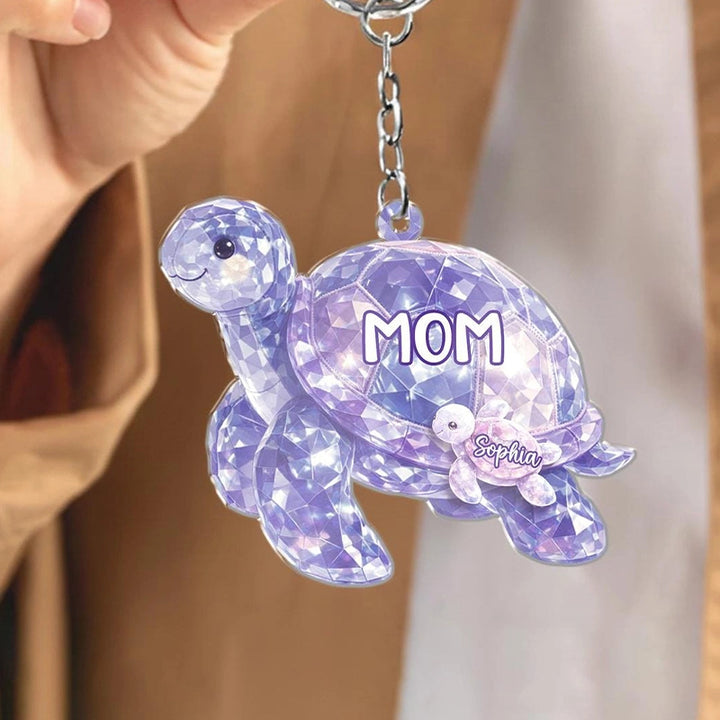 Personalized Grandma Turtle Keychain – Custom Grandkids Names Acrylic Keepsake | Mother’s Day Gift for Grandma