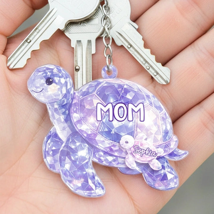 Personalized Grandma Turtle Keychain – Custom Grandkids Names Acrylic Keepsake | Mother’s Day Gift for Grandma