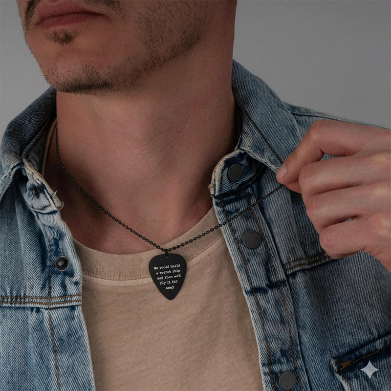 Personalized Guitar Pick Necklace – Custom Engraved Music Gift for Him or Her
