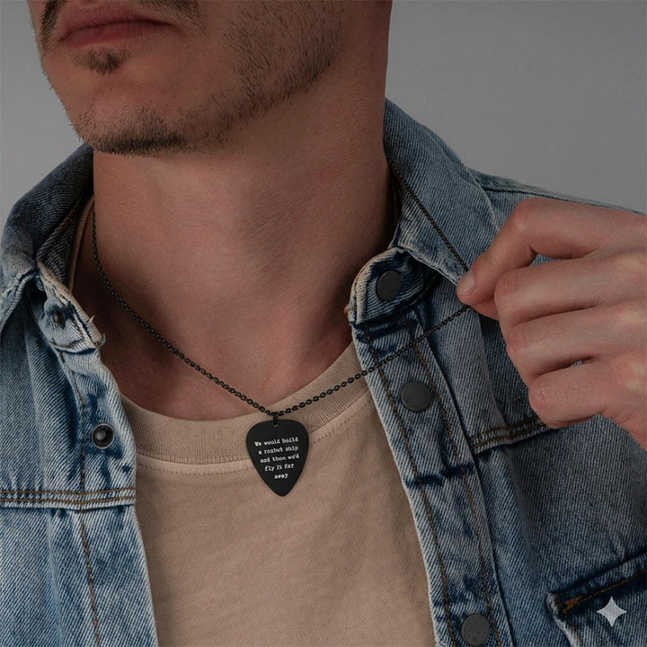 Personalized Guitar Pick Necklace – Custom Engraved Music Gift for Him or Her