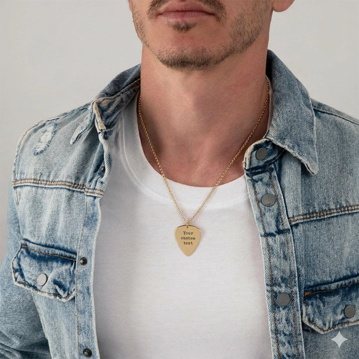 Personalized Guitar Pick Necklace – Custom Engraved Music Gift for Him or Her