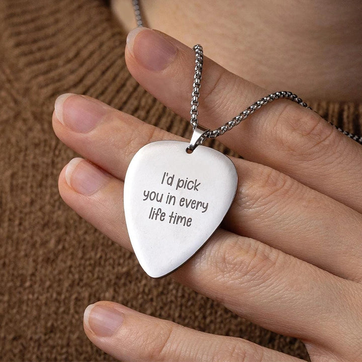 Personalized Guitar Pick Necklace – Custom Engraved Music Gift for Him or Her