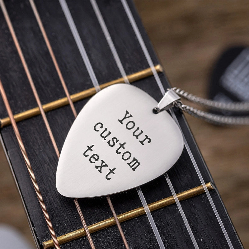 Personalized Guitar Pick Necklace – Custom Engraved Music Gift for Him or Her