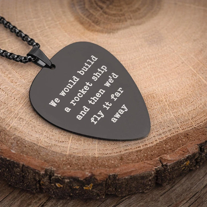 Personalized Guitar Pick Necklace – Custom Engraved Music Gift for Him or Her