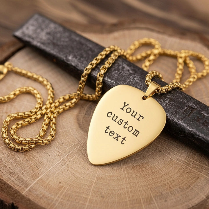 Personalized Guitar Pick Necklace – Custom Engraved Music Gift for Him or Her