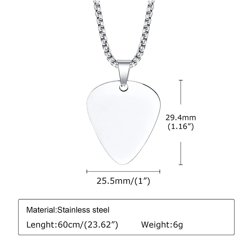 Personalized Guitar Pick Necklace – Custom Engraved Music Gift for Him or Her
