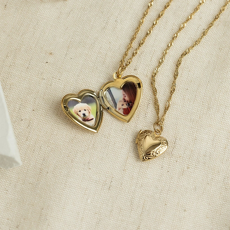 Personalized Heart Locket Necklace Gold Filled – Custom Photo & Cremation Locket, Waterproof Jewelry Gift for Her