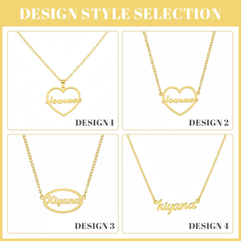 Colar com nome em formato de coração personalizado – Presente de aniversário personalizado