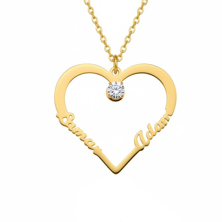 Personalized Heart Necklace with Two Names – Custom Engraved Love Pendant | Mother’s Day Gift for Mom