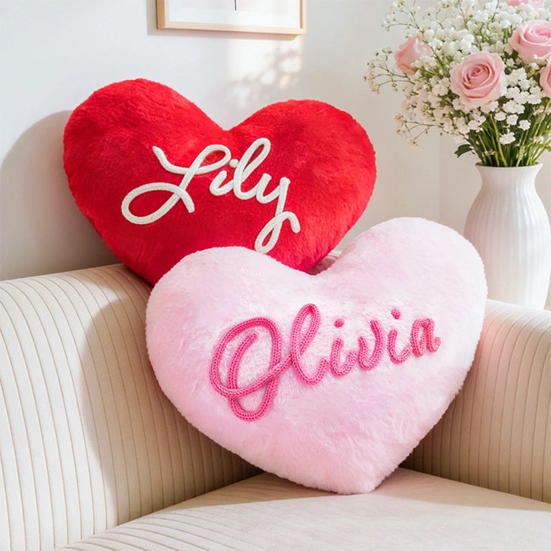 Personalized Heart Pillow with Names 2pcs