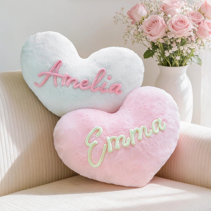 Personalized Heart Pillow with Names 2pcs