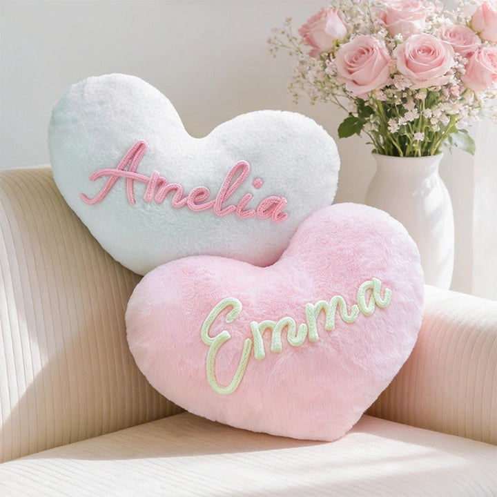 Personalized Heart Pillow with Names 2pcs