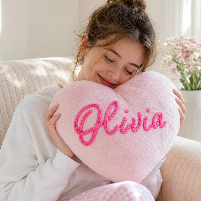 Personalized Heart Pillow with Names 2pcs