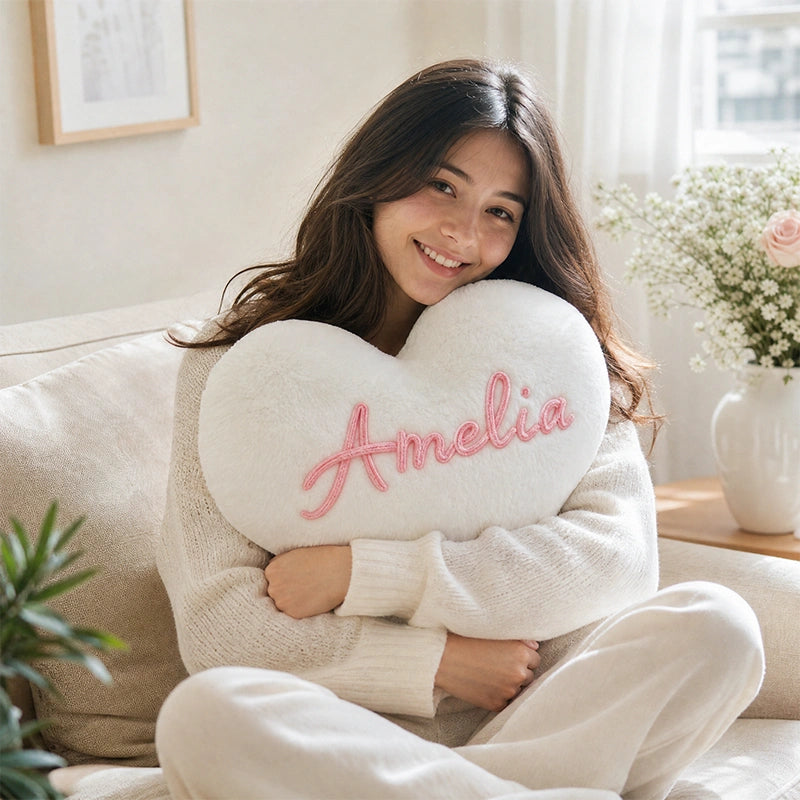 Personalized Heart Pillow with Names 2pcs