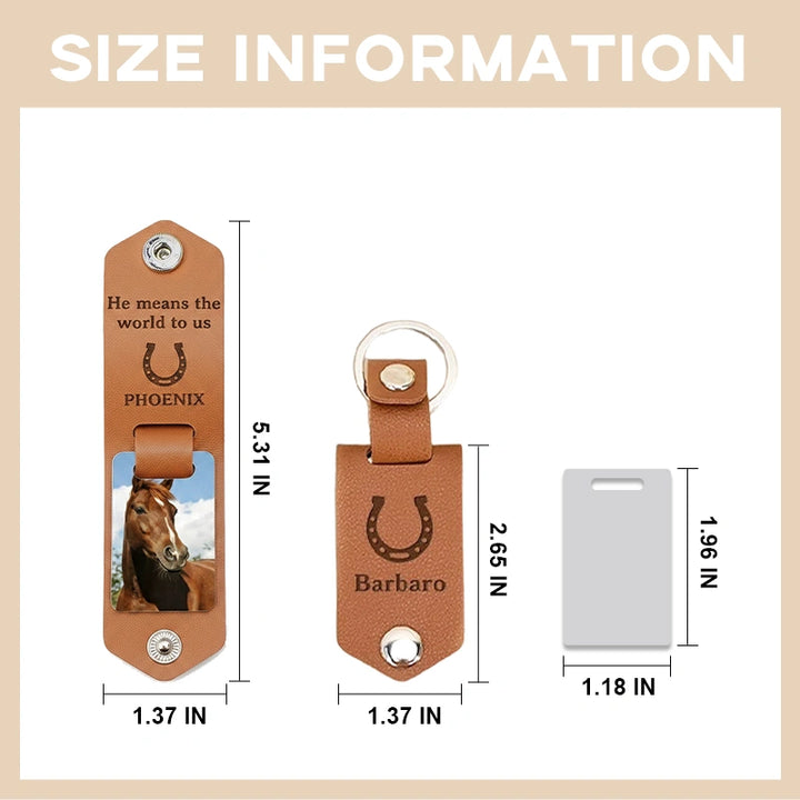 Personalized Horseshoe Horse Photo Keychain