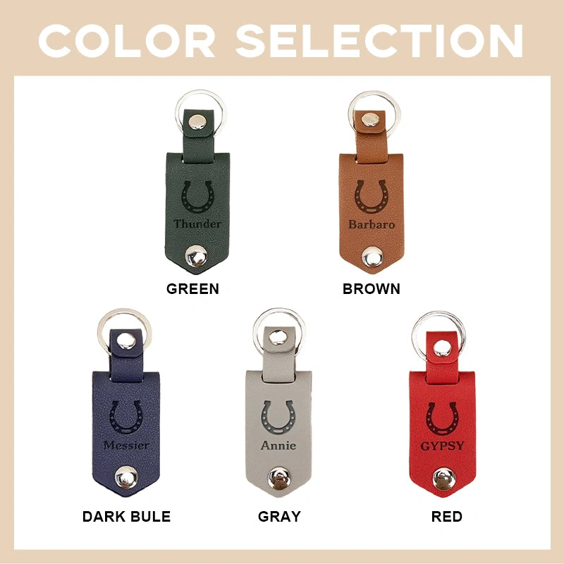 Personalized Horseshoe Horse Photo Keychain
