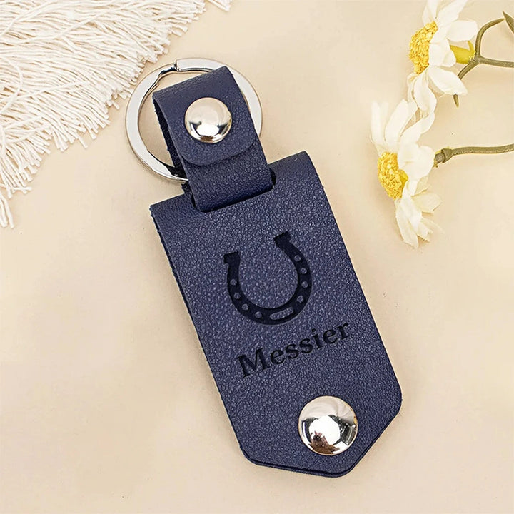 Personalized Horseshoe Horse Photo Keychain