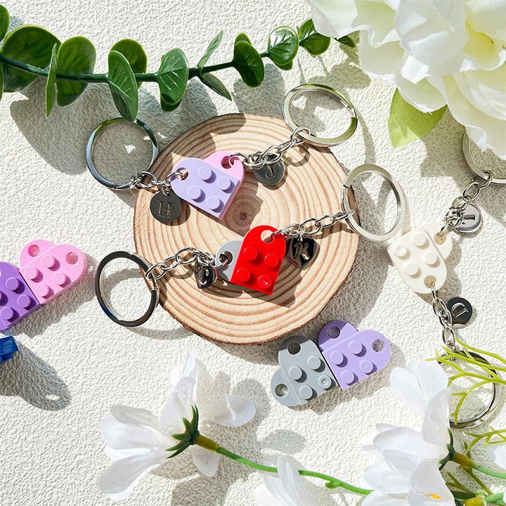 Personalized Initial Heart Keychain Set – Custom Matching Keychains for Couples, Friends & Family | Initial Letter Gifts for Boyfriend, Girlfriend, Her