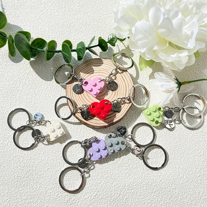 Personalized Initial Heart Keychain Set – Custom Matching Keychains for Couples, Friends & Family | Initial Letter Gifts for Boyfriend, Girlfriend, Her