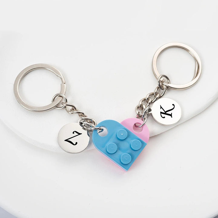 Personalized Initial Heart Keychain Set – Custom Matching Keychains for Couples, Friends & Family | Initial Letter Gifts for Boyfriend, Girlfriend, Her