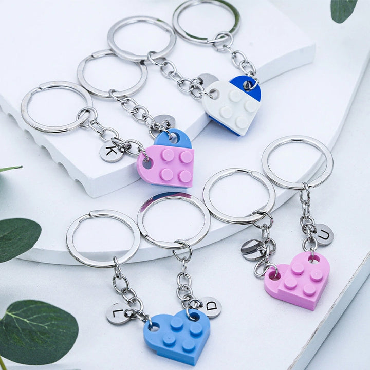 Personalized Initial Heart Keychain Set – Custom Matching Keychains for Couples, Friends & Family | Initial Letter Gifts for Boyfriend, Girlfriend, Her