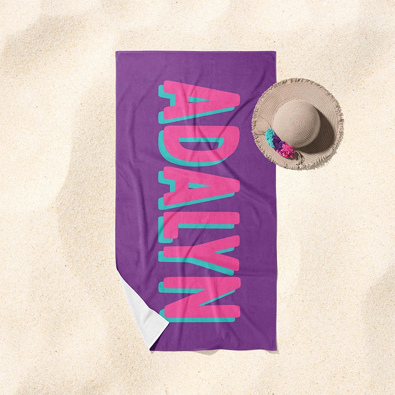Personalized Kids Beach Towel with Name – Custom Colorful Towel Gift for Children