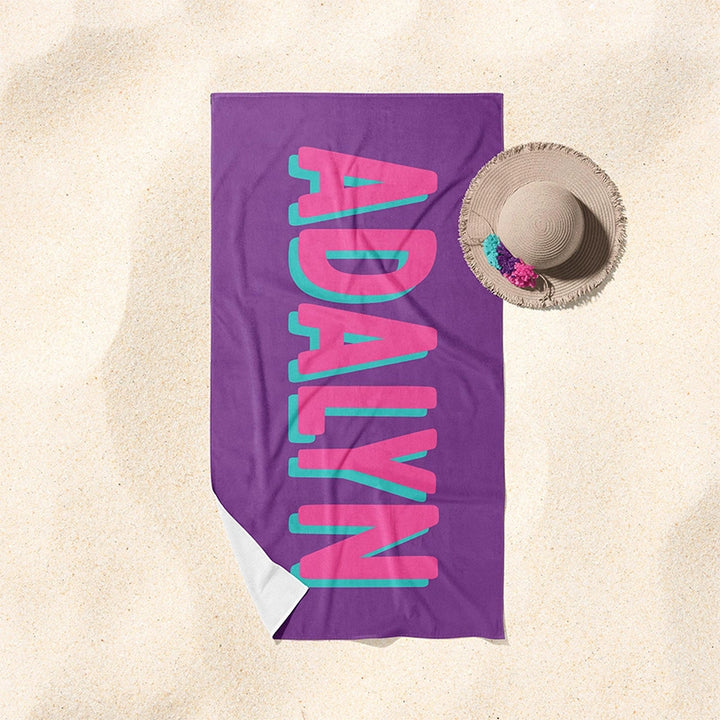 Personalized Kids Beach Towel with Name – Custom Colorful Towel Gift for Children