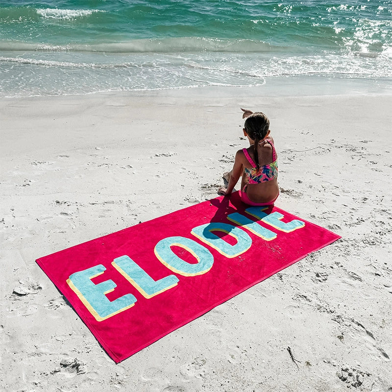 Personalized Kids Beach Towel with Name – Custom Colorful Towel Gift for Children