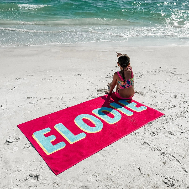 Personalized Kids Beach Towel with Name – Custom Colorful Towel Gift for Children
