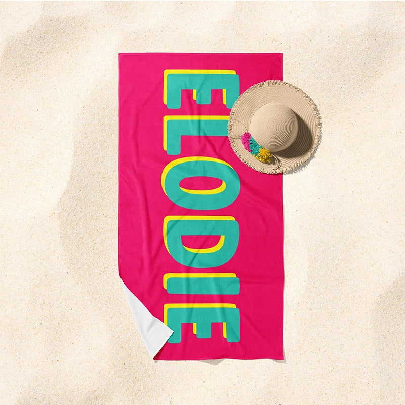 Personalized Kids Beach Towel with Name – Custom Colorful Towel Gift for Children