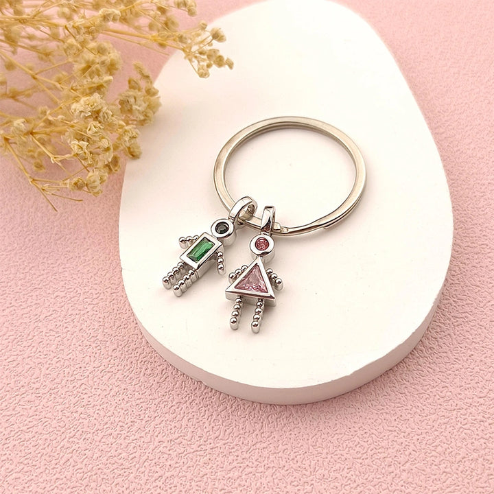 Personalized Kids Birthstone Keychain – Custom Family Charms Keyring for Mom & Grandma, Mother’s Day Gift with Children Names