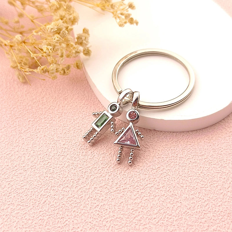 Personalized Kids Birthstone Keychain – Custom Family Charms Keyring for Mom & Grandma, Mother’s Day Gift with Children Names