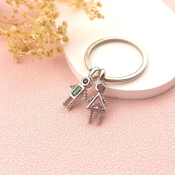 Personalized Kids Birthstone Keychain – Custom Family Charms Keyring for Mom & Grandma, Mother’s Day Gift with Children Names